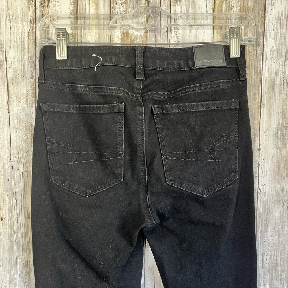 American Eagle The Dream High Rise Jegging Short Black Jeans 2 - Picture 5 of 8